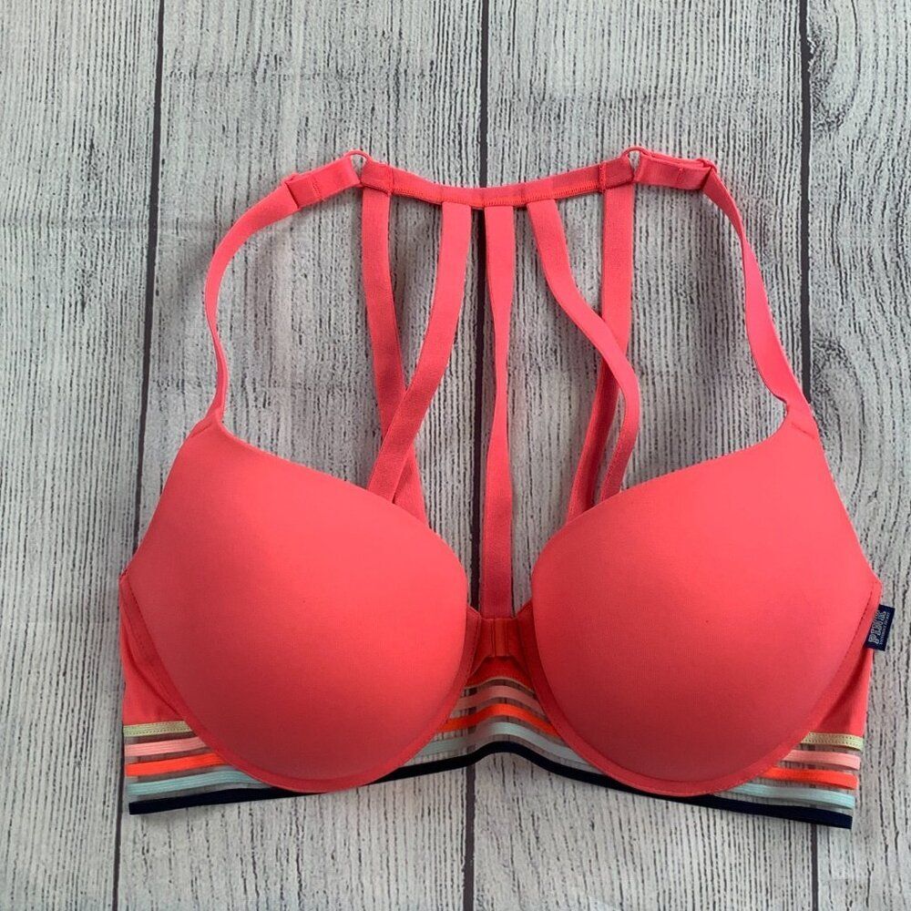 Victoria's Secret Pink 36D Wear Everywhere Push-up Strappy Back Front Close